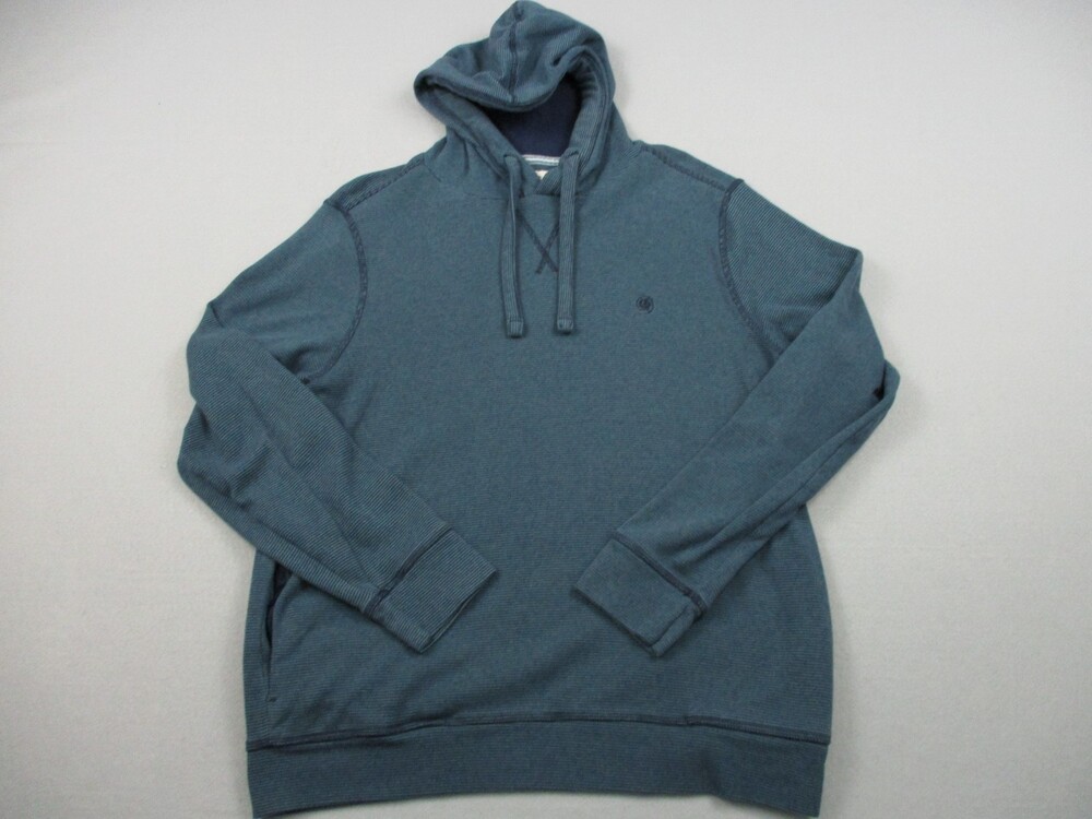 Fat Face Hoodie Men Large Blue Stripe Pullover Long Sleeve Knit Pockets UK L
